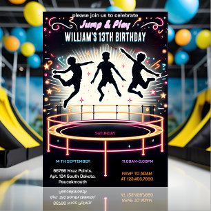 Invitation couleurs garçons enfants cool trampoline Park 13e