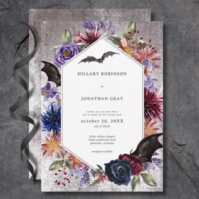 Invitation Couleurs gothiques rustiques Mariage d'Halloween (Rustic Gothic Colors Halloween Wedding Invitation)