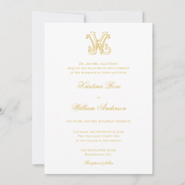 Invitation COULEURS MODIFIABLES KW Monogramme WK Monogramme I (Devant)