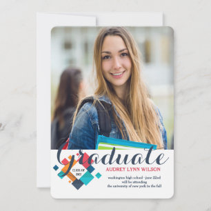 Invitation Couleurs parfaites Photo Graduation Annonce/Invita