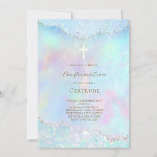 Invitation couleurs pastel fausse brillance Confirmation