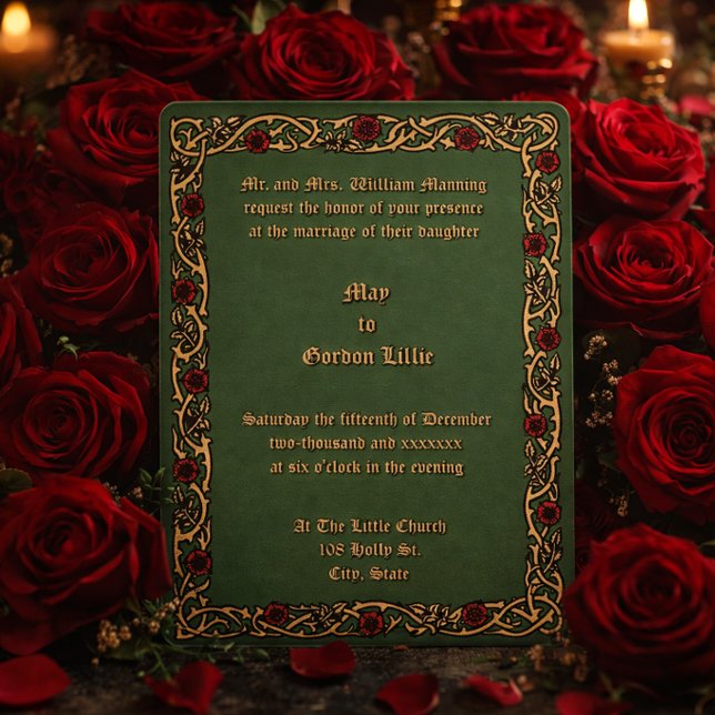 Invitation Couleurs personnalisables Bordure de vigne à feuil (Créateur téléchargé)