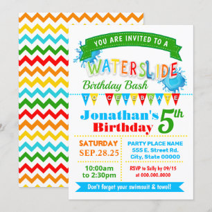 Invitation Couleurs primaires de la fête d'été des glissières