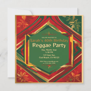 Invitation Couleurs Rasta Florales Fête Reggae Personnalisabl