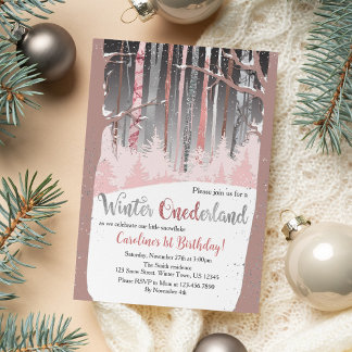 Invitation Couleurs rousses Forêt des neiges Hiver Onederland