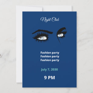 Invitation Couleurs solides Bleues Profondes Dessin Femme