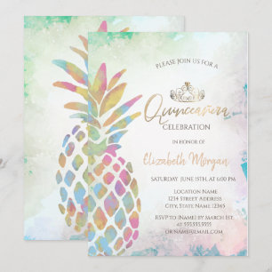 Invitation Couleurs Tropicales Palmier Ananas Été