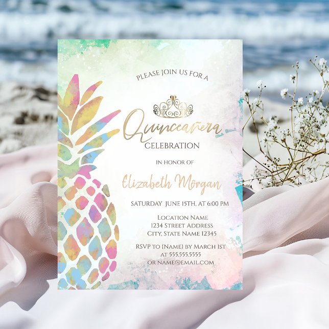 Invitation Couleurs Tropicales Palmier Ananas Été (Créateur téléchargé)