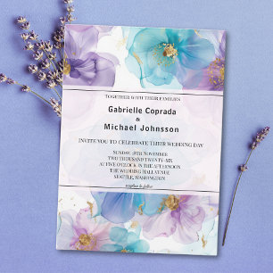 Invitation Couleurs Vives Fantaisistes Fleurs Aquarelle Maria
