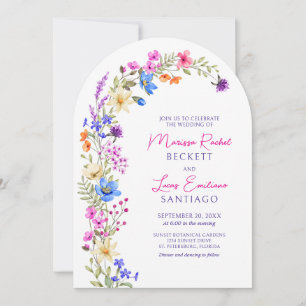Invitation Couleurs vives Vivid Fleur sauvage Arch Mariage