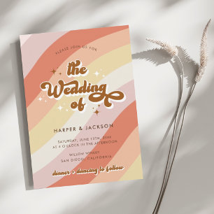 Invitation Couleurs vives Whimsical Orange Retro les années 7