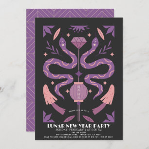 Invitation Couleuvre violette 2025 Fête du Nouvel An Lunaire/
