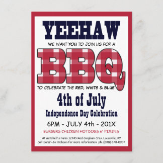 Invitation Country 4 juillet Picnic BBQ