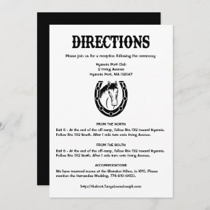 Invitation Country Black Mariages Directions Horse Horseshoe