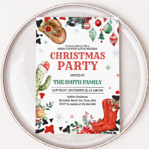 Invitation Country Boots Western Christmas Party