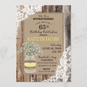 Invitation Country Bouquet Wood Lace Anniversaire Russe