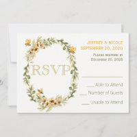Country Bumble Bee Floral Wedding RSVP
