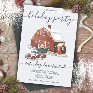 Invitation Country Christmas Grange & Camion Fête de vacances