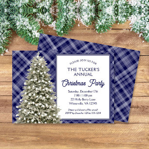 Invitation Country Christmas Tree Blue Played Christmas Party