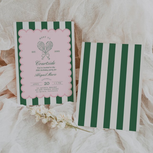 Invitation Country Club Court Side Racquet Tennis Birthday (Créateur téléchargé)
