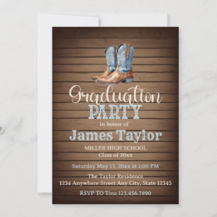 Invitation Country Cowboy Boots Graduation Party