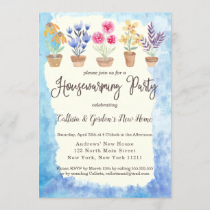 Invitation Country Cute Aquarelle Poted Plante Ménage