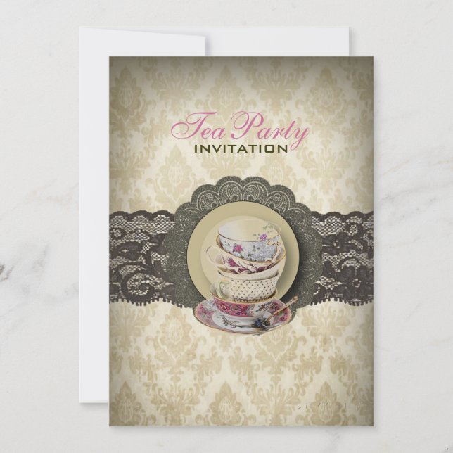 Invitation Country dentelle thés fleuris Bridal Tea Party (Devant)