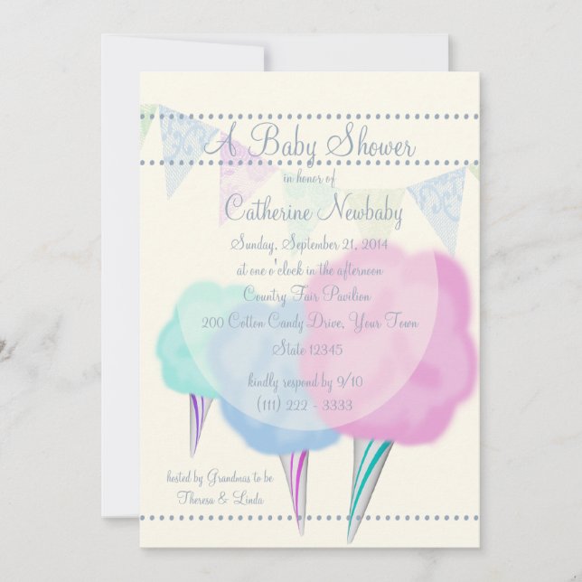 Invitation Country Fair Cotton Candy Baby shower (Devant)