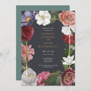 Invitation Country Garden Roses Floral Engagement Party