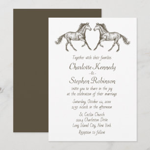Invitation Country Horse Brown White Western Mariage