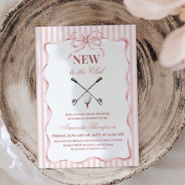 Invitation Country Pink Girl New to the Club Golf Baby Shower (Créateur téléchargé)