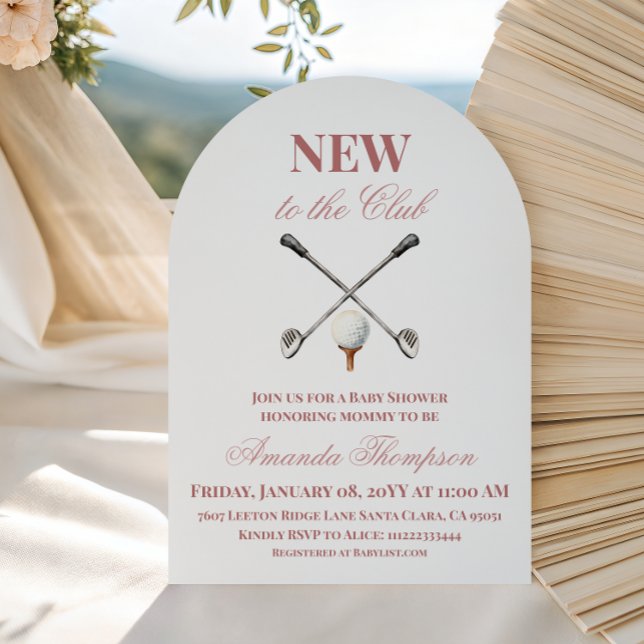 Invitation Country Pink New to the Club Girl Golf Baby Shower (Créateur téléchargé)