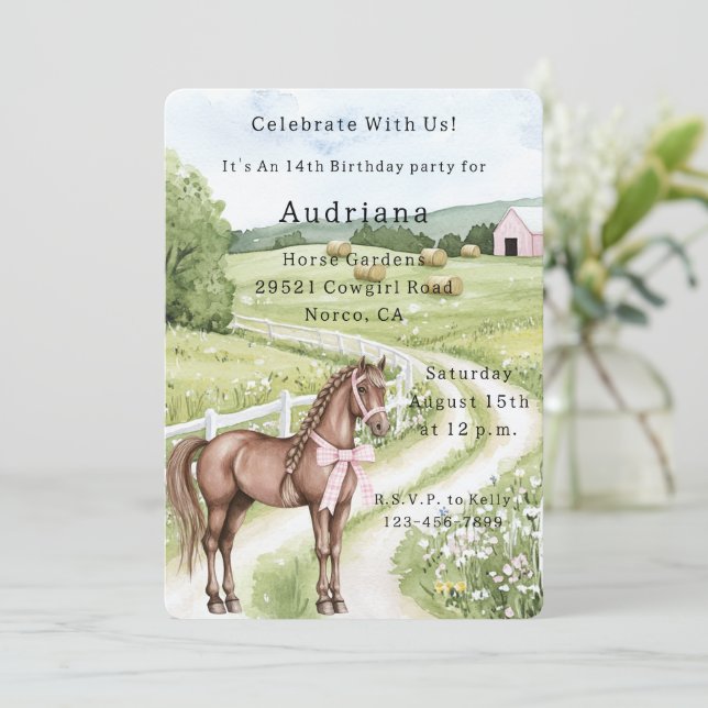 Invitation Country Road Horse anniversaire (Debout devant)