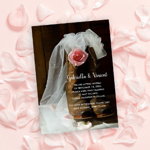 Invitation Country Rose Cowboy Boots Western Save the Date