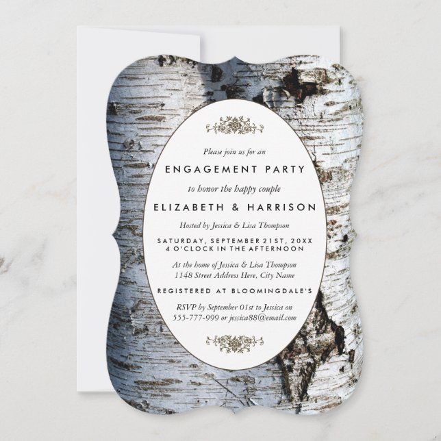 Invitation Country Rustic Birch Tree Fiançailles douche (Devant)