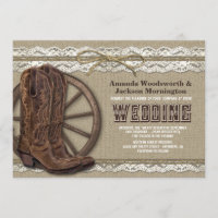 Country Rustic Burlap et dentelle mariage Invitati