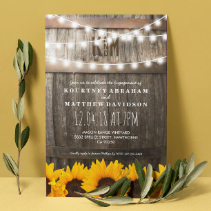Invitation Country Rustic Engagement   Tournesols