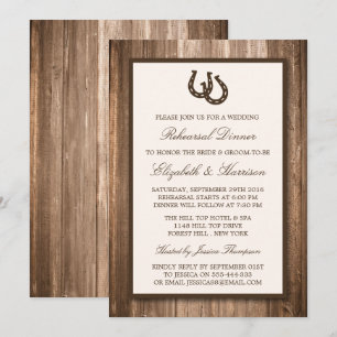 Invitation Country Rustic Horseshoe Branch Dîner de répétitio
