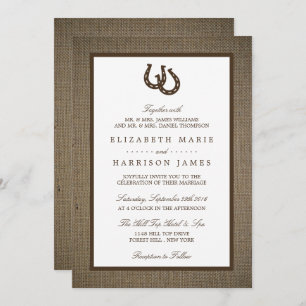 Invitation Country Rustic Horseshoe Sur Burlap Mariage
