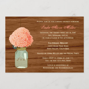 Invitation Country Rustic Mason Jar Coral Dark Fête de l'mari
