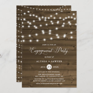 Invitation Country Rustic String Lights Partie d'engagement