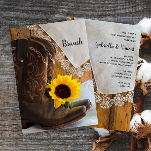 Invitation Country Sunflower Lace Western Post Mariage Brunch