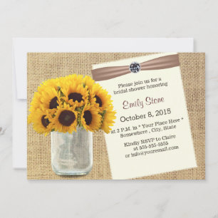 Invitation Country Sunflower & Mason Jar Burlap Fête des mari