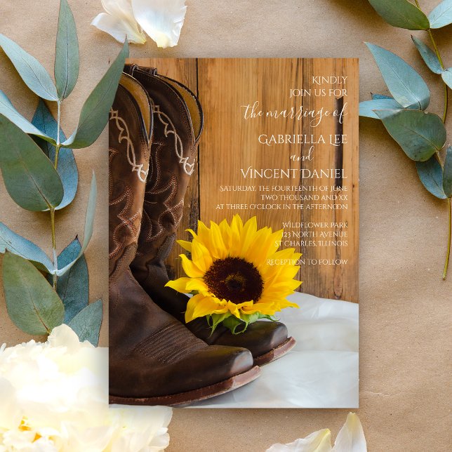 Invitation Country Sunflower Western Grange Mariage (Créateur téléchargé)
