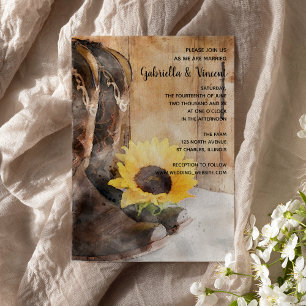 Invitation Country Sunflower Western Watercolor Mariage