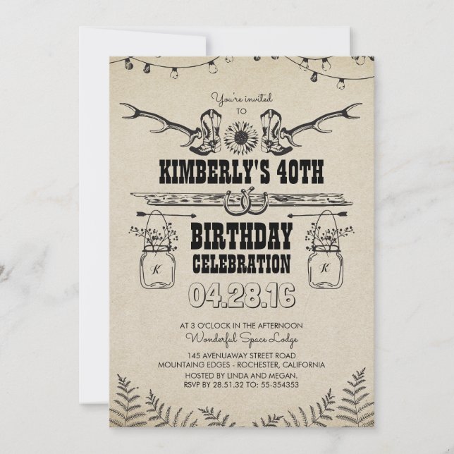 Invitation Country Western Cowboy Boots fête d'anniversaire (Devant)