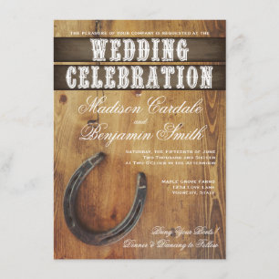 Invitation Country Western Horseshoe Mariage rustique