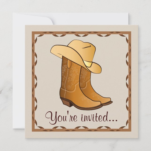 Invitation Country Western Party avec des bottes de cowgirl e (Devant)
