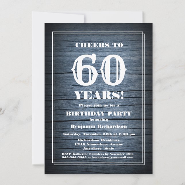 Invitation Country Wood 60th Birthday Party (Devant)
