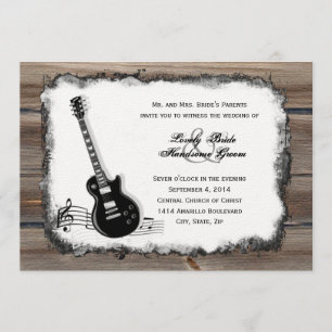 Invitation Country Wood Electric Guitar Music Wedding Invitat